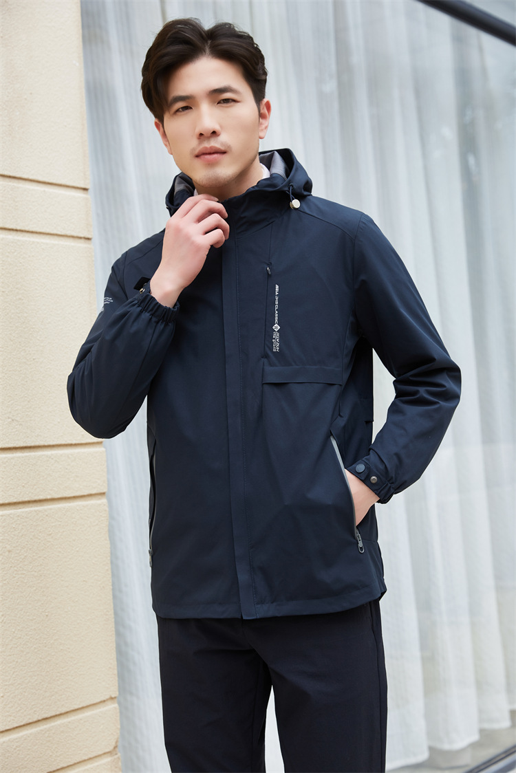 Outdoor hooded mid-length single-layer jacket men top KP1-99785