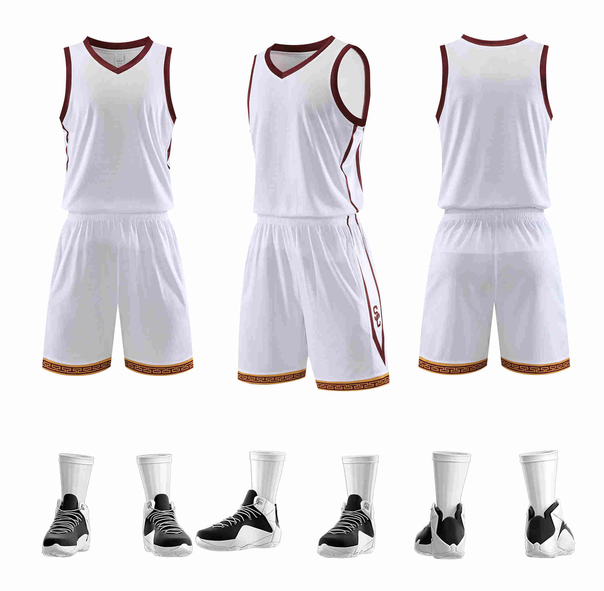 Slightly elastic breathable white edge American basketball uniform suit YA-8663