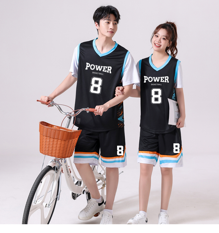 Fake two-piece basketball short-sleeved suit GR1-1307