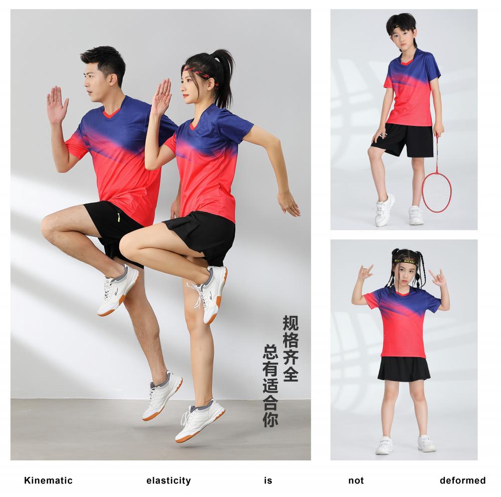 Sports quick-drying short-sleeved V-neck training suit badminton suit 120-1896 adult style