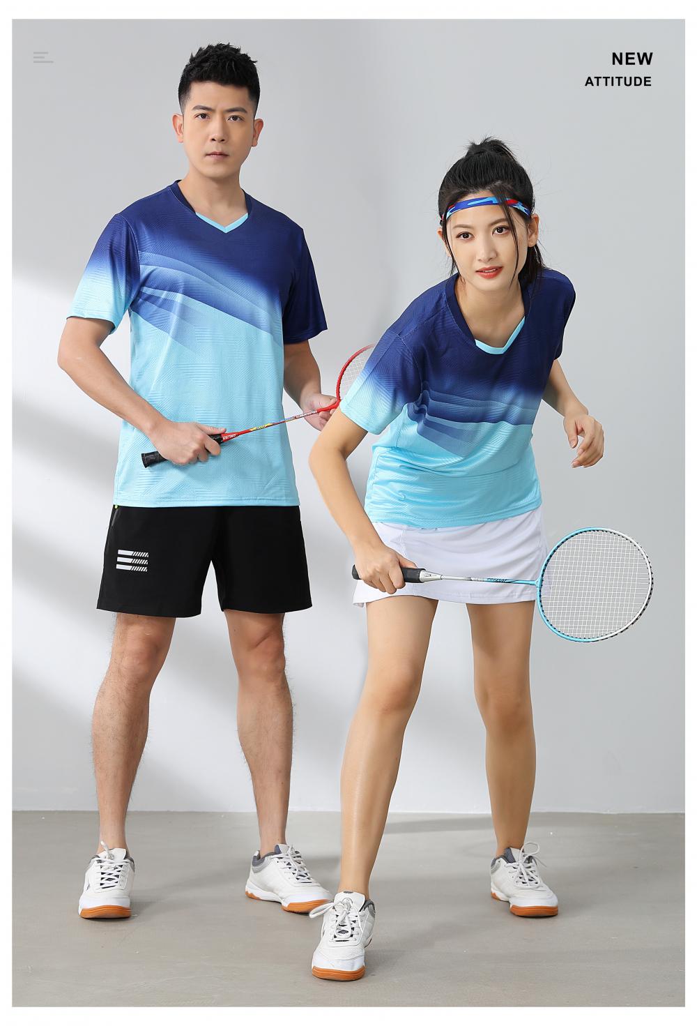 Sports quick-drying short-sleeved V-neck training suit badminton suit 120-1896 adult style