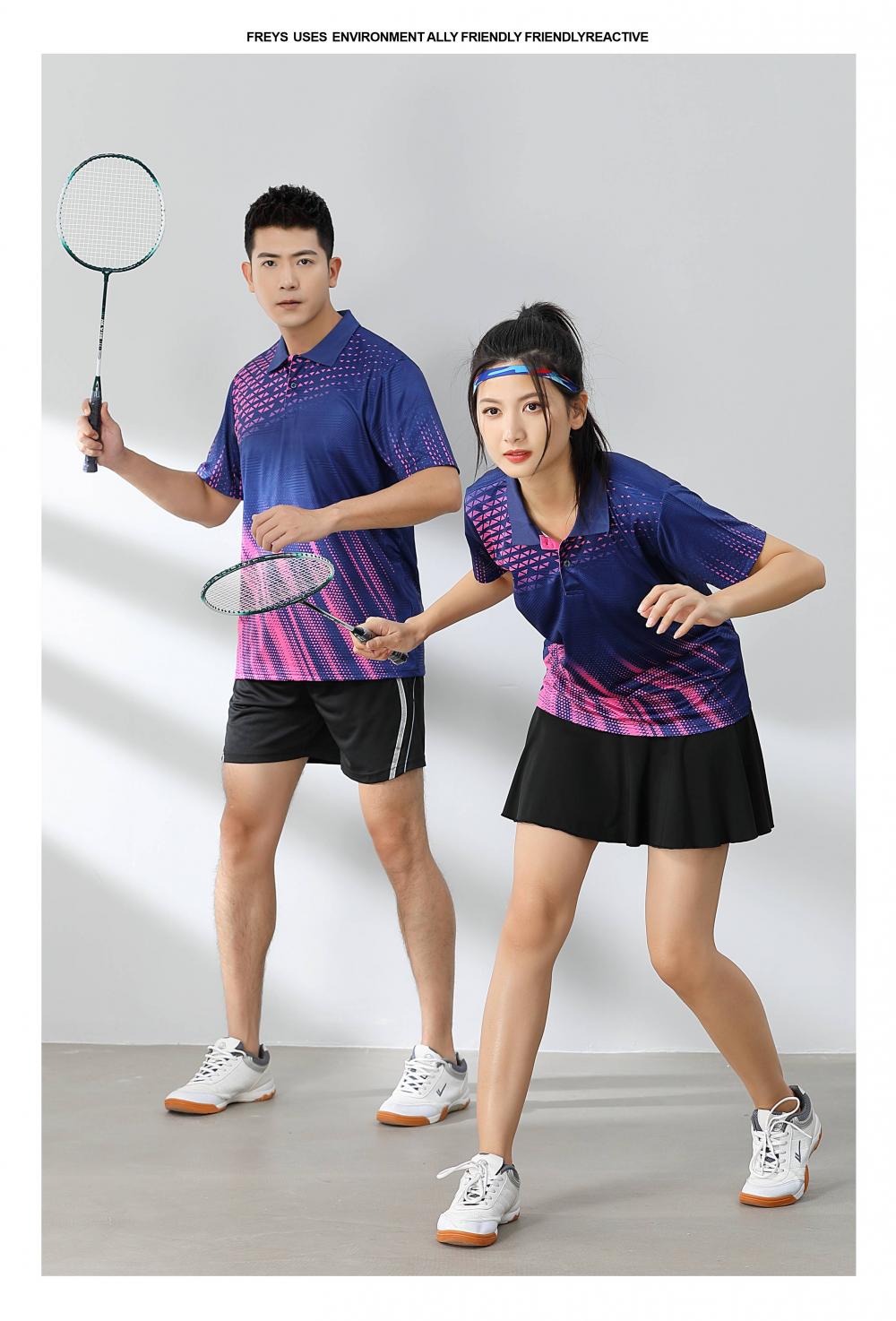 Short-sleeved lapel breathable quick-drying badminton suit 120-1897 adult version