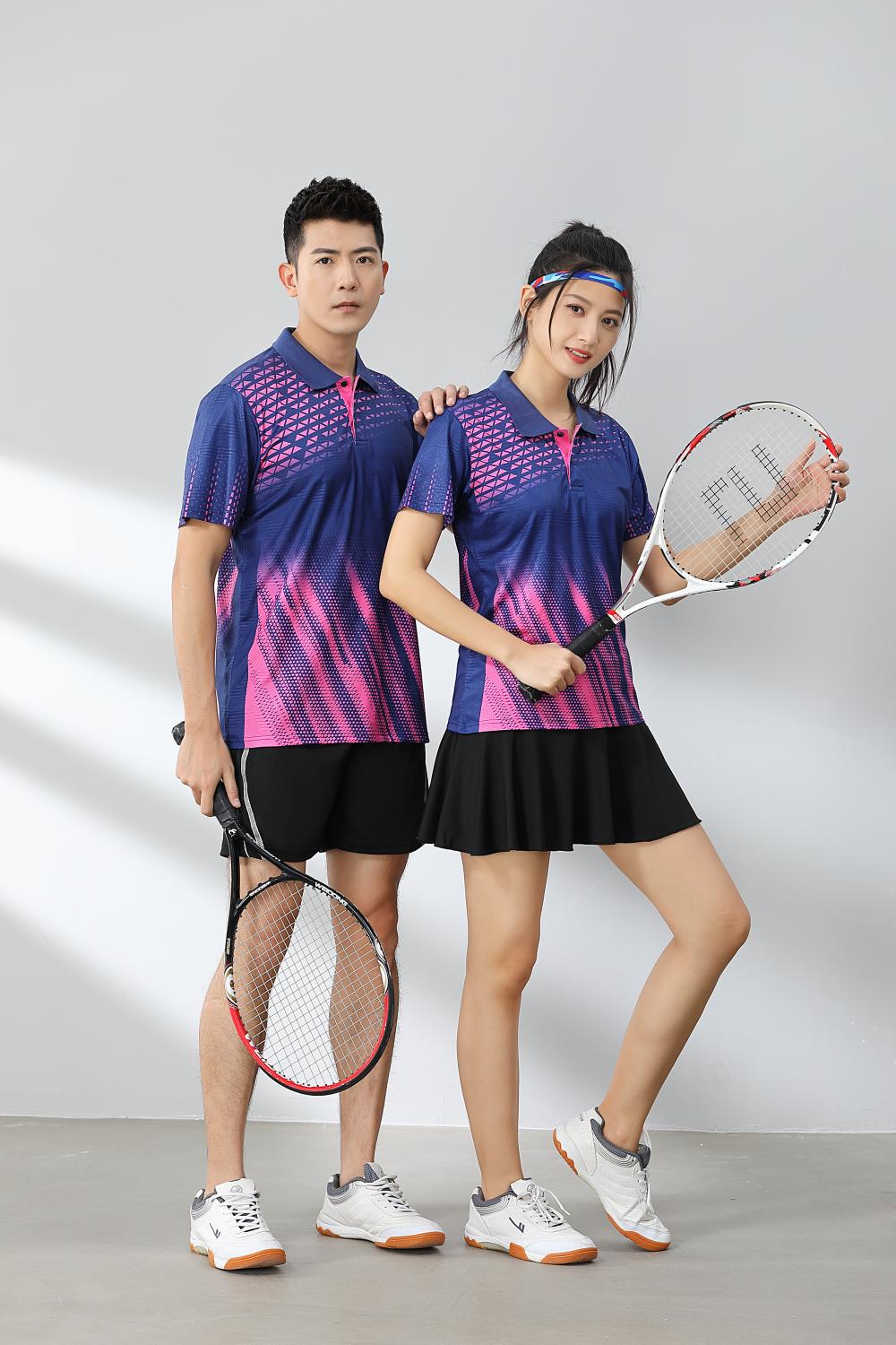 Short-sleeved lapel breathable quick-drying badminton suit 120-1897 adult version