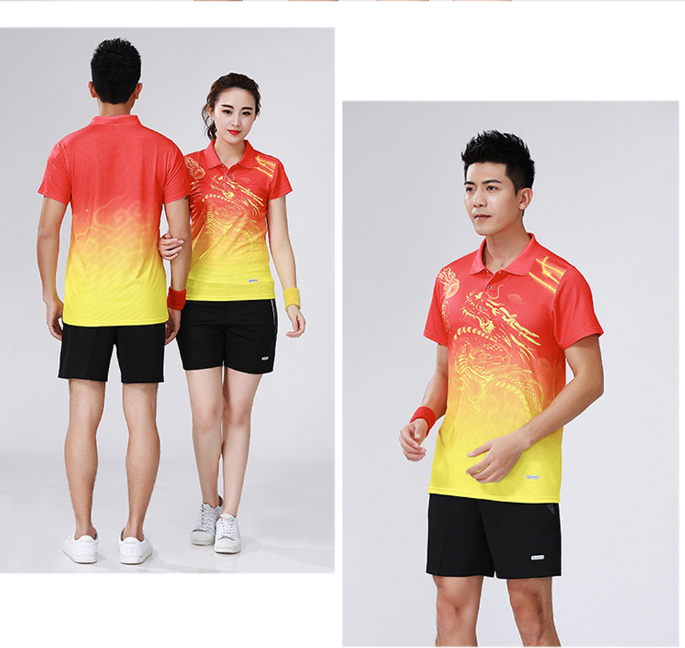 Casual sports badminton clothing lapel tops for men and women 110-1655