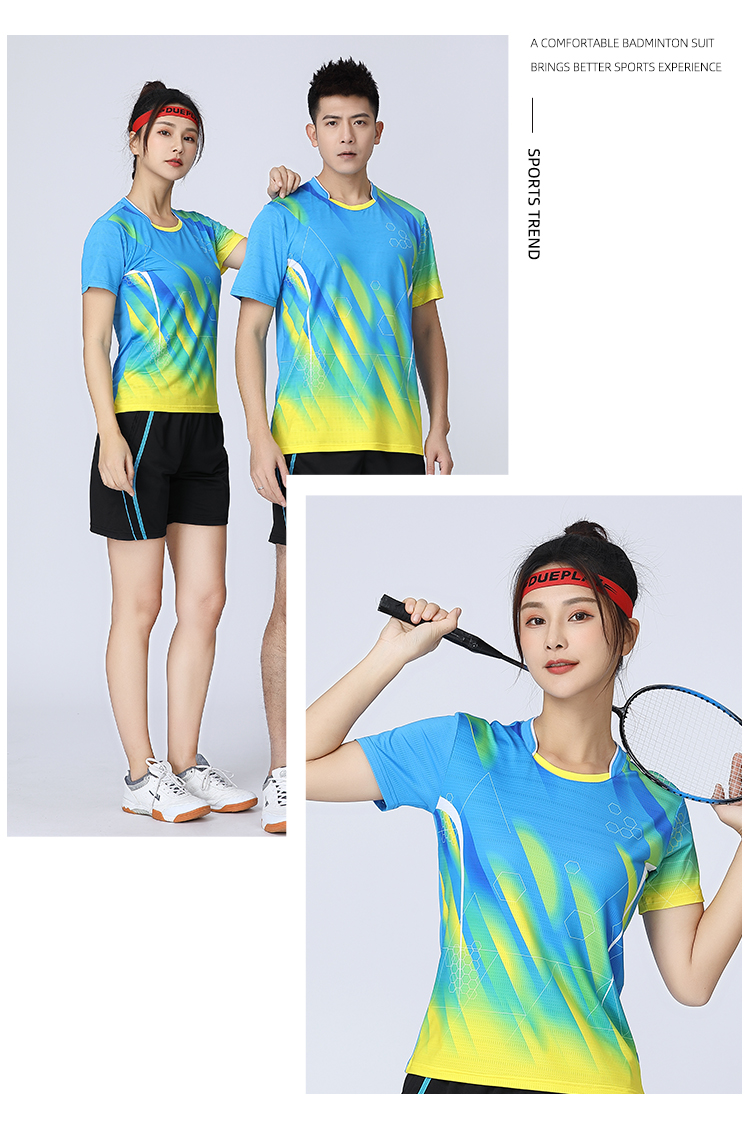 Parent-child style contrast color stitching collar short-sleeved badminton suit 120-1839 men top