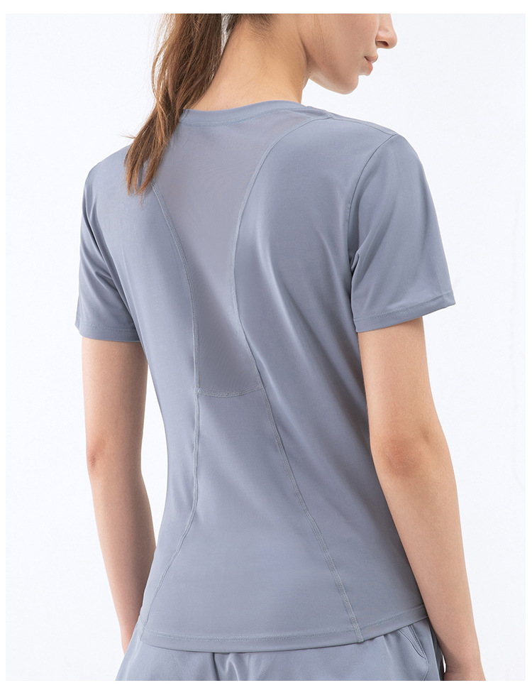 200g skin-friendly cotton breathable back stitching sports yoga short sleeves Z07-DS-114