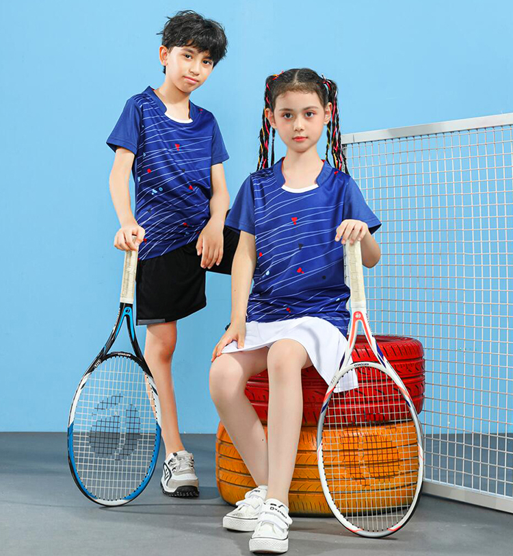 Table tennis, badminton and tennis twill dots short-sleeved training suit top GR8-1097