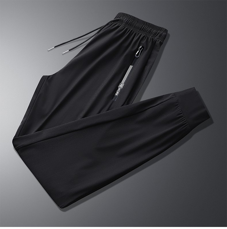 Ice silk elastic drawstring solid color casual trousers KC1-819