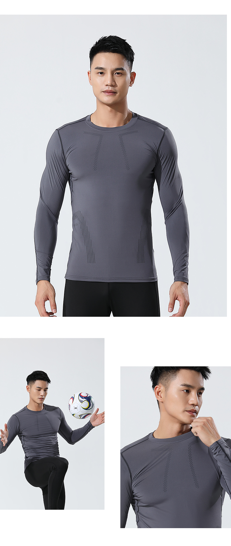 Autumn and winter fitness clothes men long sleeve sports training running quick-drying high elastic G19-3305