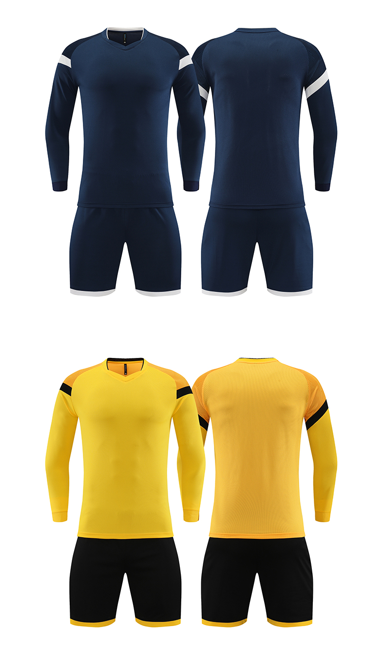 Sports competition solid color long-sleeved football uniform two-piece suit GB14-9302