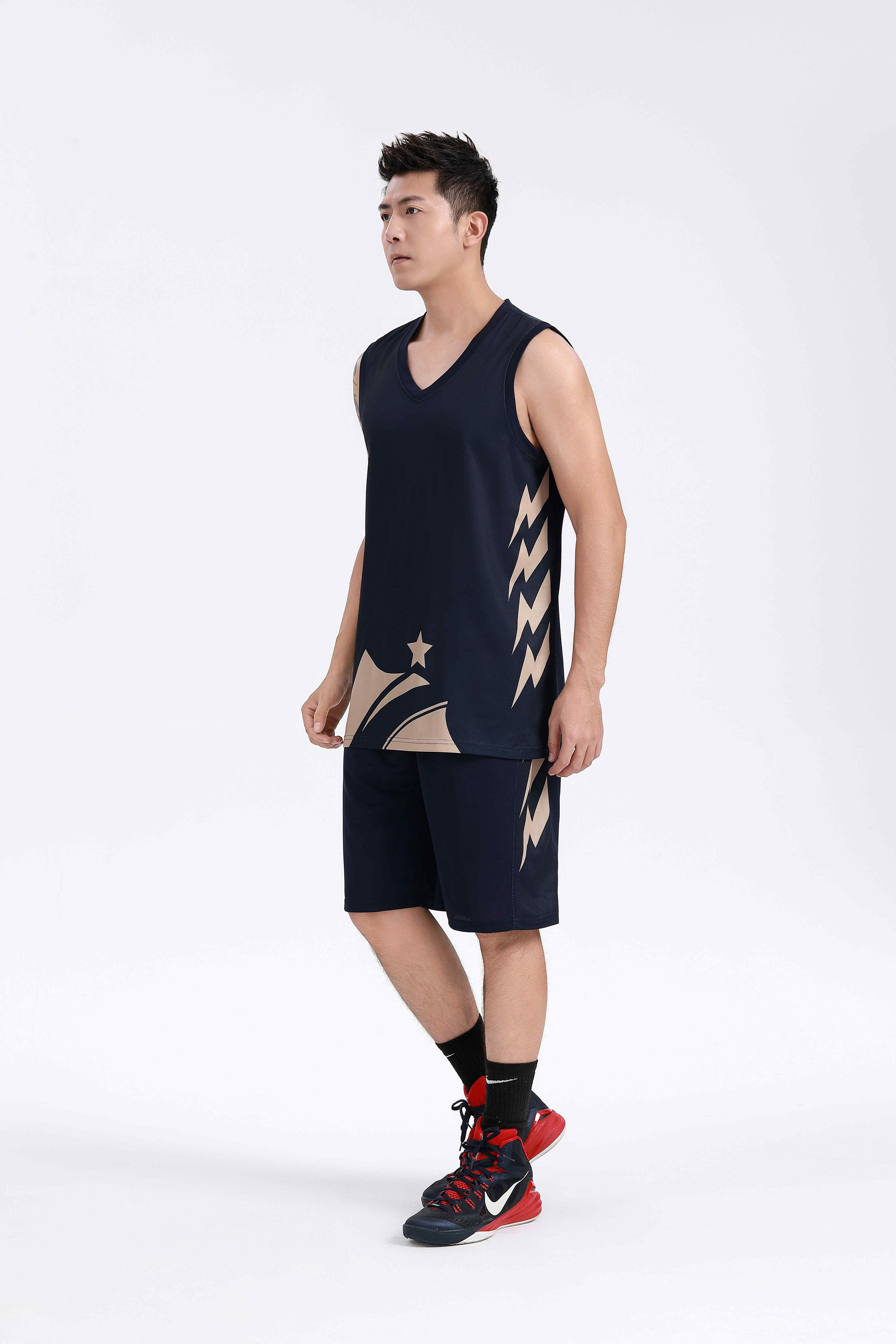 Solid color printed quick-drying sports basketball suit GY6-8452