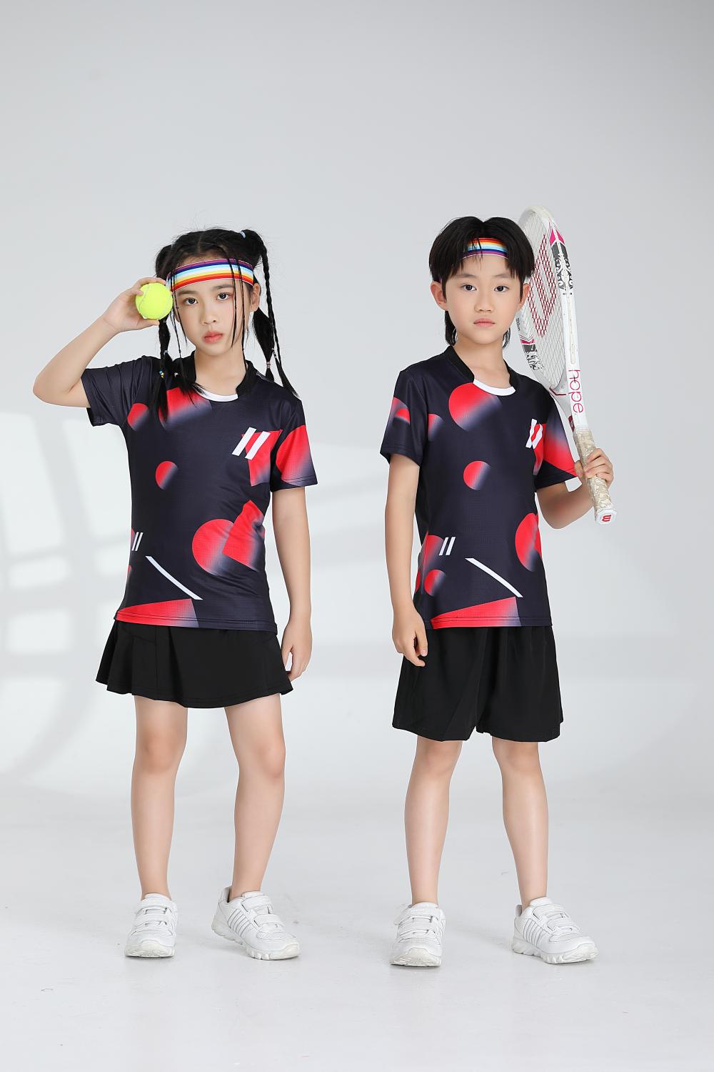 Polyester-ammonia Tianxing mesh sports quick-drying breathable badminton suit 120-1887 children