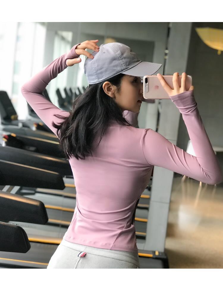 Quick-drying fitness clothes sports long-sleeved stand-up collar half-zip stretch yoga clothes W18-CX-804