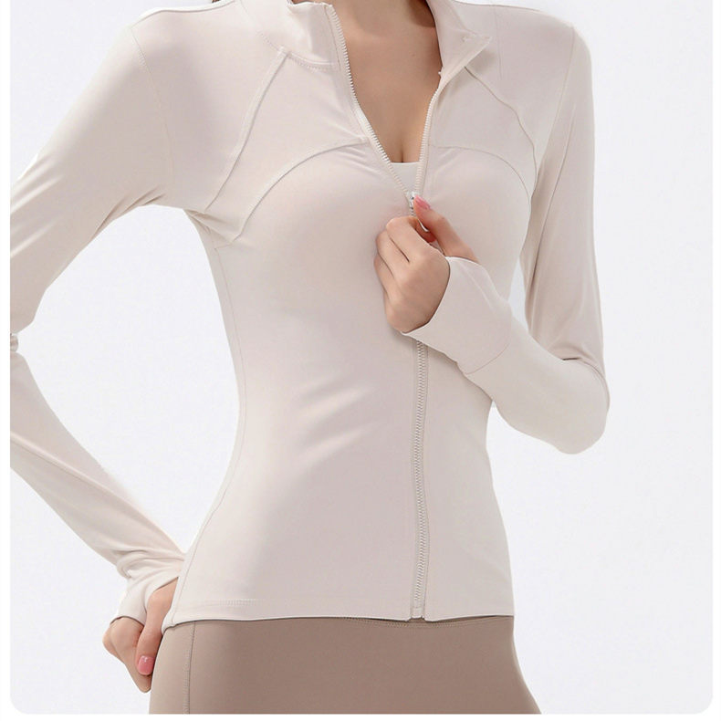 Stand collar zipper jacket sports long sleeve yoga wear W18-CX-901