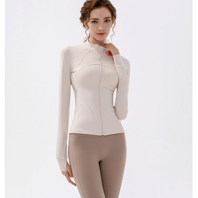 Stand collar zipper jacket sports long sleeve yoga wear W18-CX-901