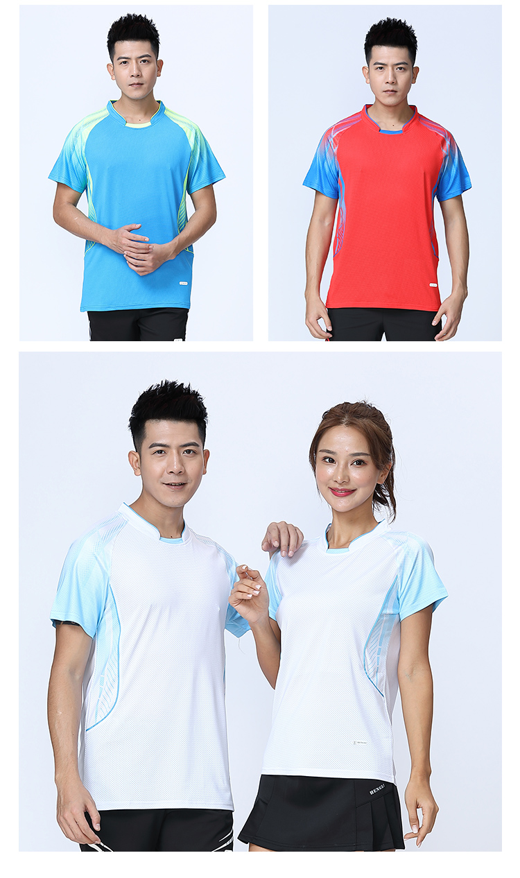 Sports quick-drying stretch fabric stand collar badminton suit short-sleeved top 110-1666