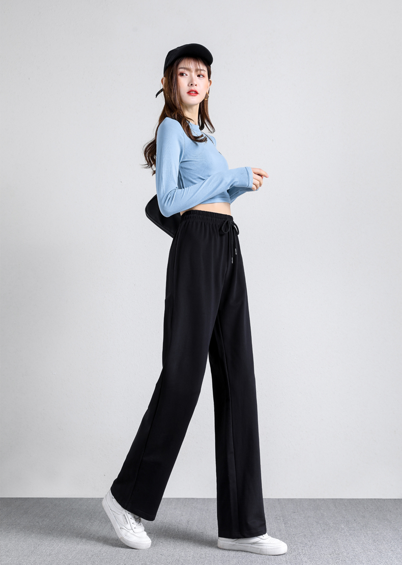 Straight wide-leg pants spring and autumn sports casual trousers for women G32-0701