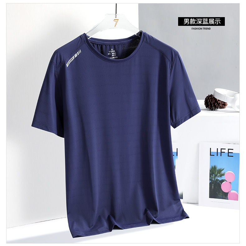 Printed ice silk sports casual running round neck short-sleeved T-shirt KD1-8299 men