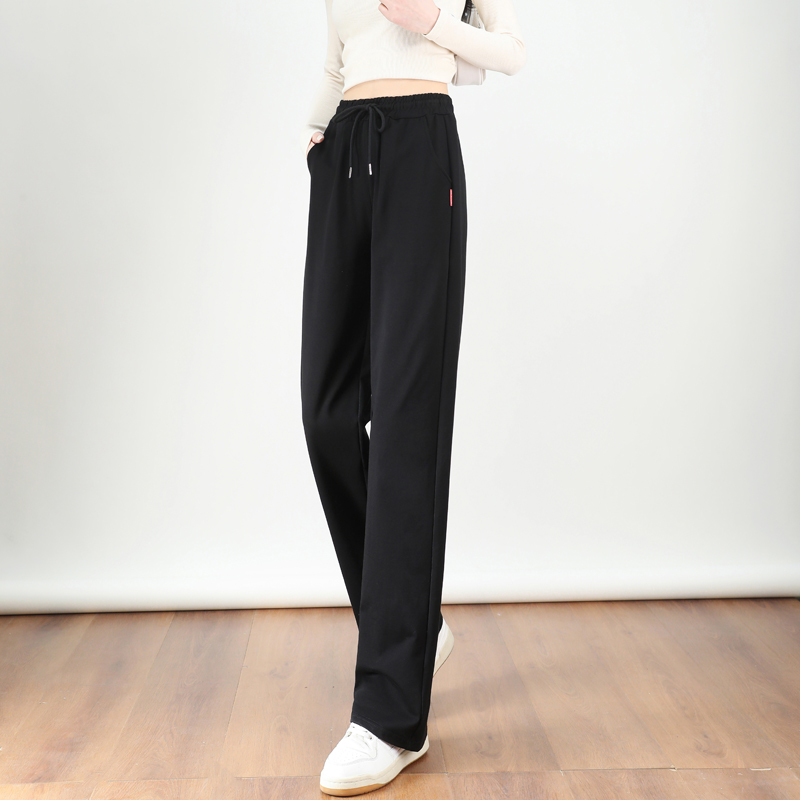 Sports loose high waist casual drape drawstring sweatpants straight trousers G32-95760