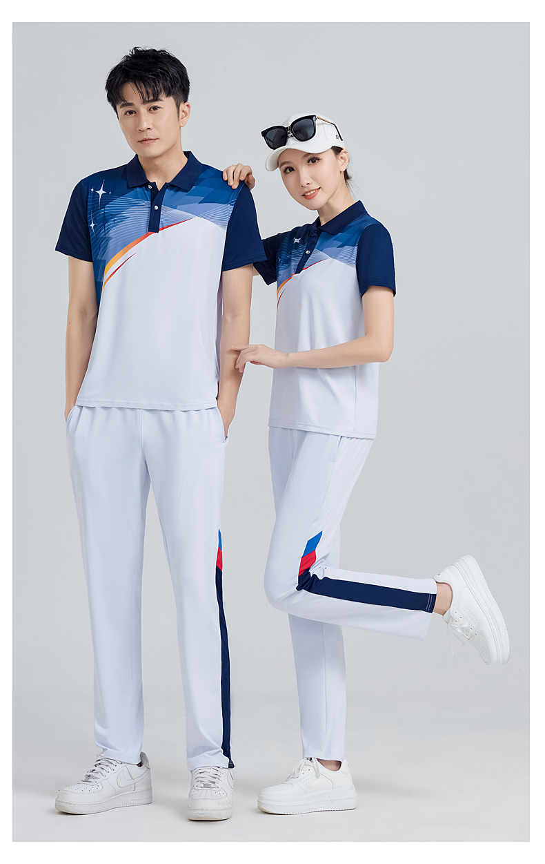 Soft stretch cool silk color matching couple sportswear trousers suit KC3-666