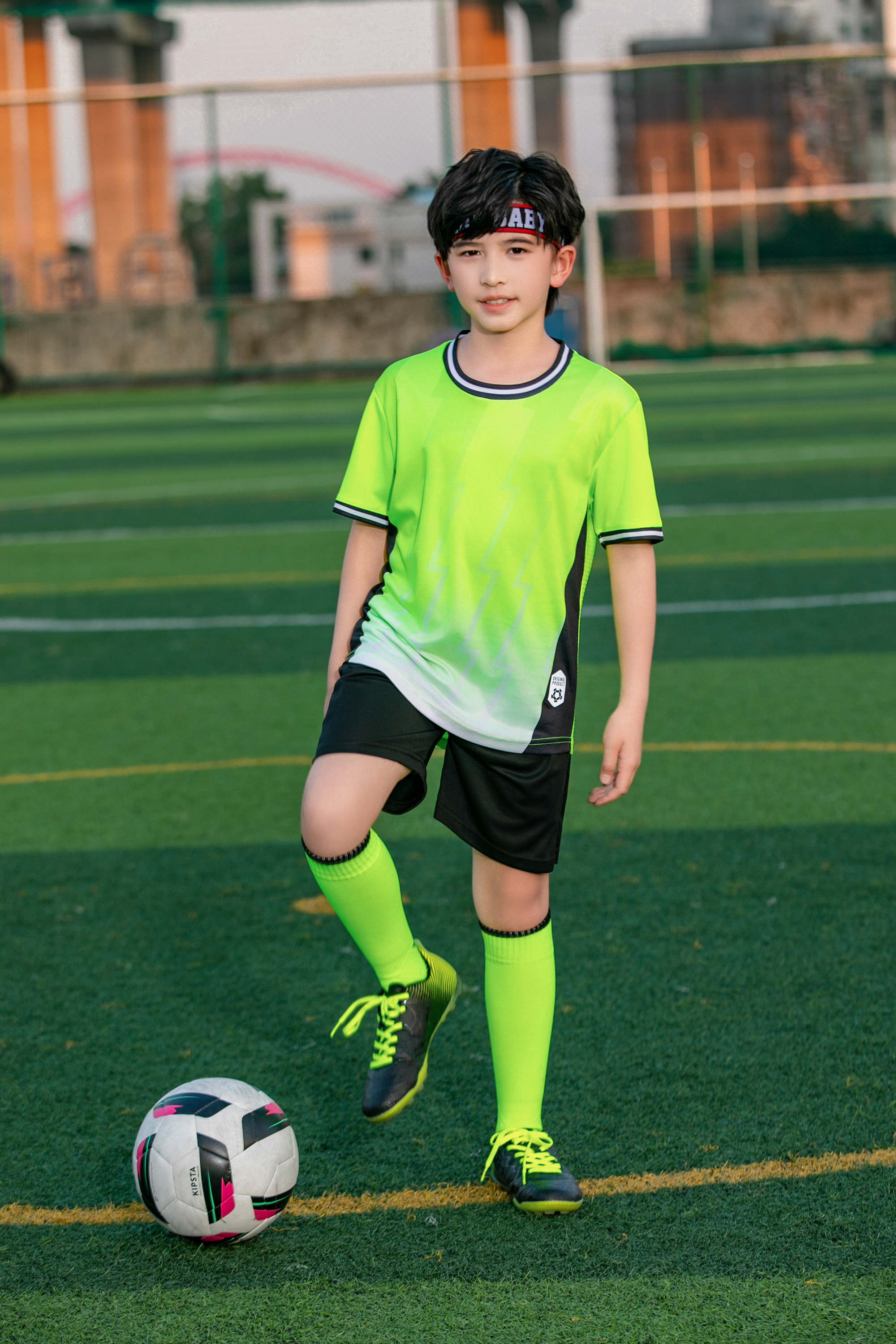 Gradient stripe collar football training suit for children GR4-D8863