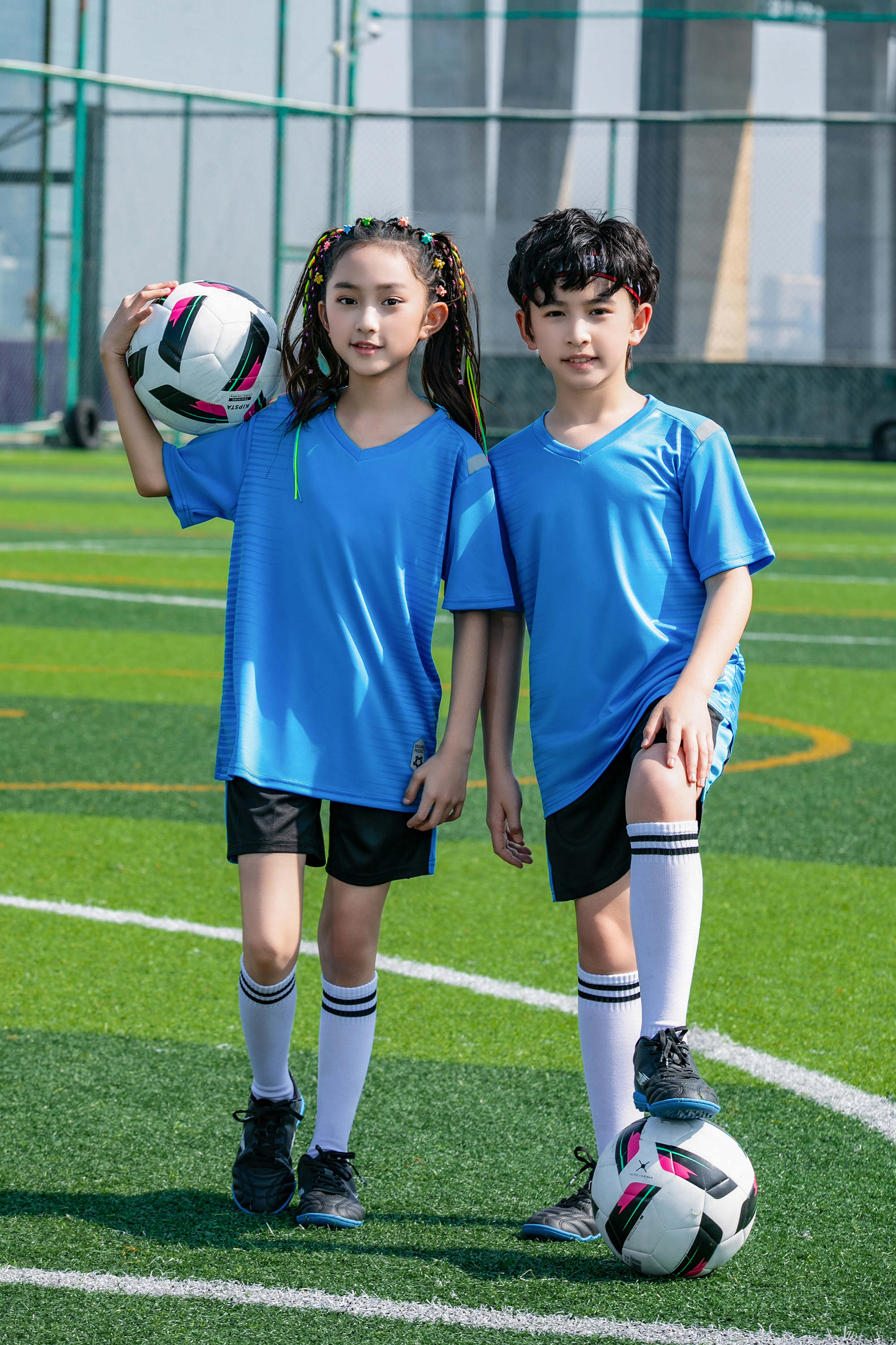 Moisture-absorbent and breathable color-blocked football training suit for children GR4-D8865