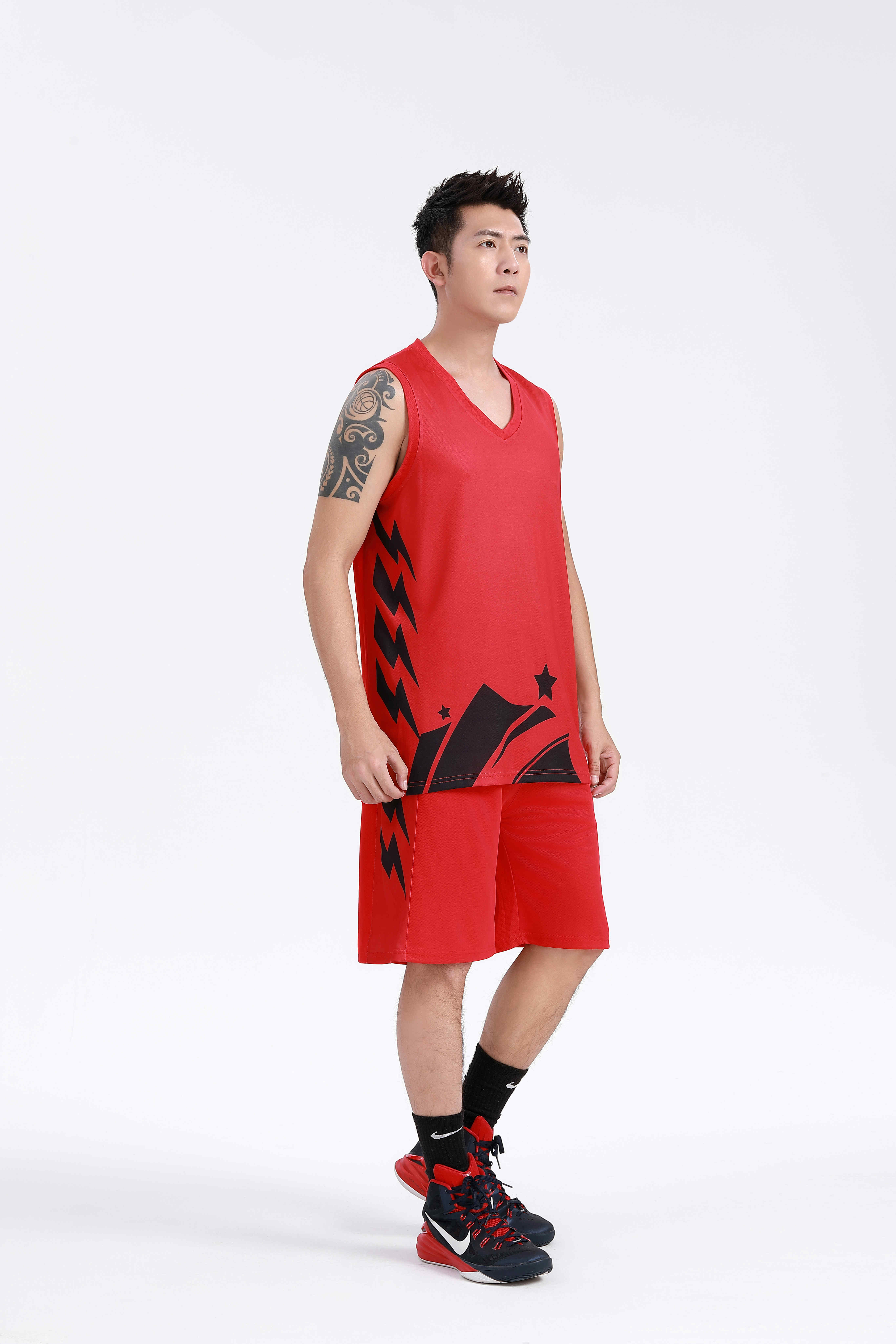 Solid color printed quick-drying sports basketball suit GY6-8452