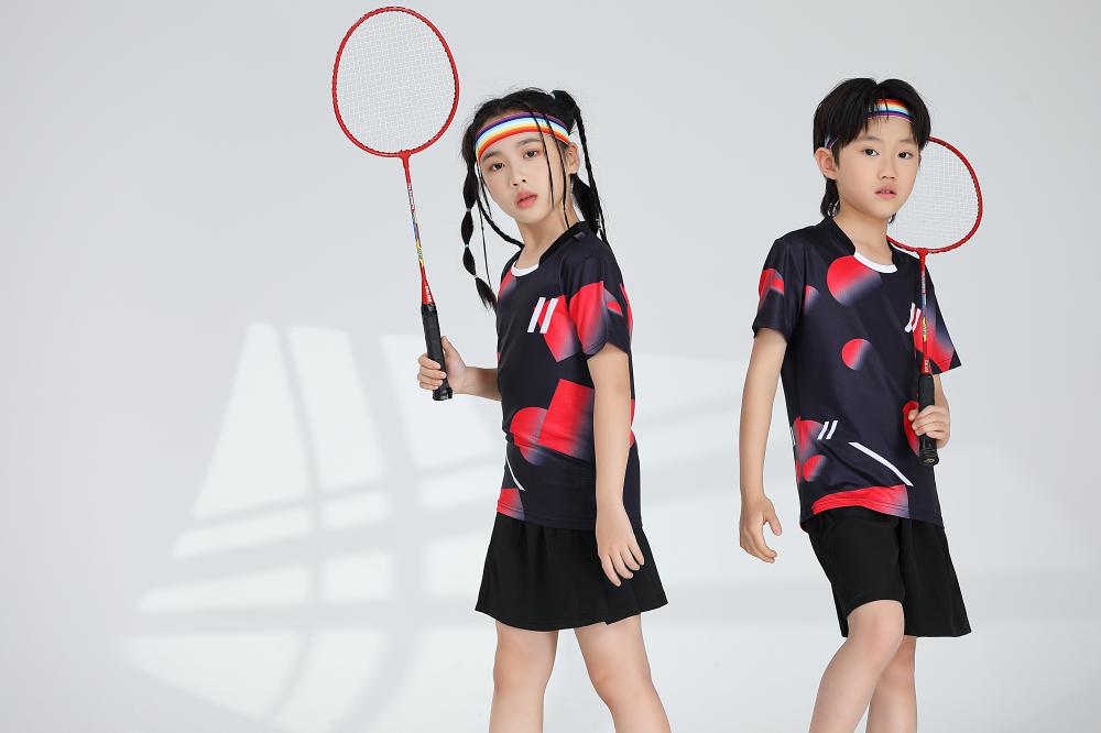 Polyester-ammonia Tianxing mesh sports quick-drying breathable badminton suit 120-1887 children