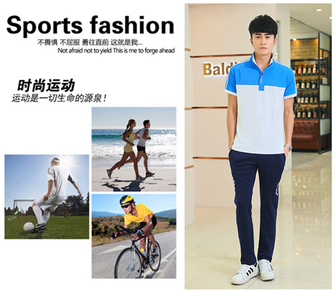 Sports casual short-sleeved couple suit KI2-8181 men top