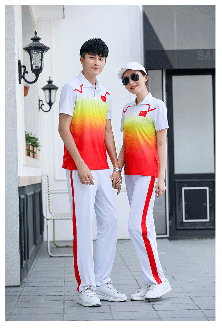 Gradient color short-sleeved sports suit couple style KA-1813A suit