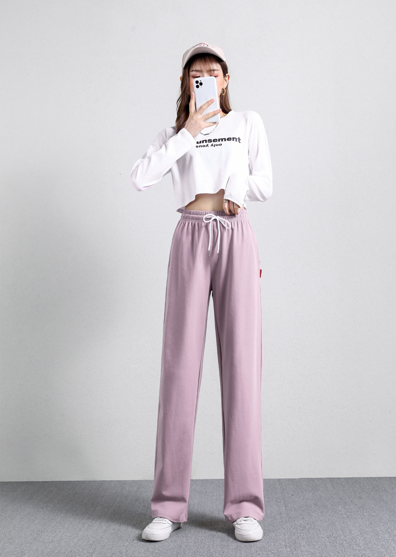 Straight wide-leg pants spring and autumn sports casual trousers for women G32-0701