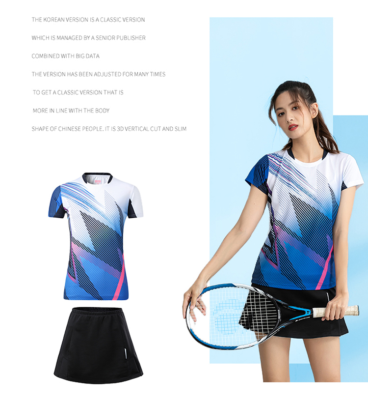 Single-sided feather pattern sports short-sleeved competition training suit GR8-1255 women single top