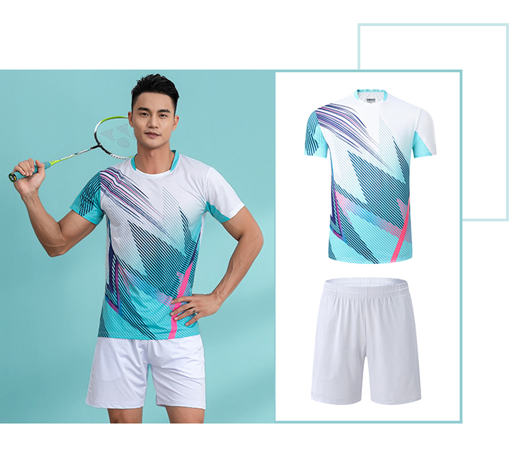 Single-sided feather pattern sports short-sleeved competition training suit GR8-1255 men single top