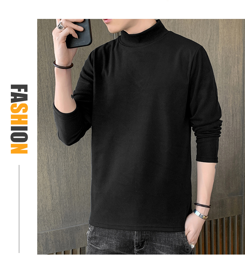 Half turtleneck double-faced fleece warm long-sleeved T-shirt KW-8308