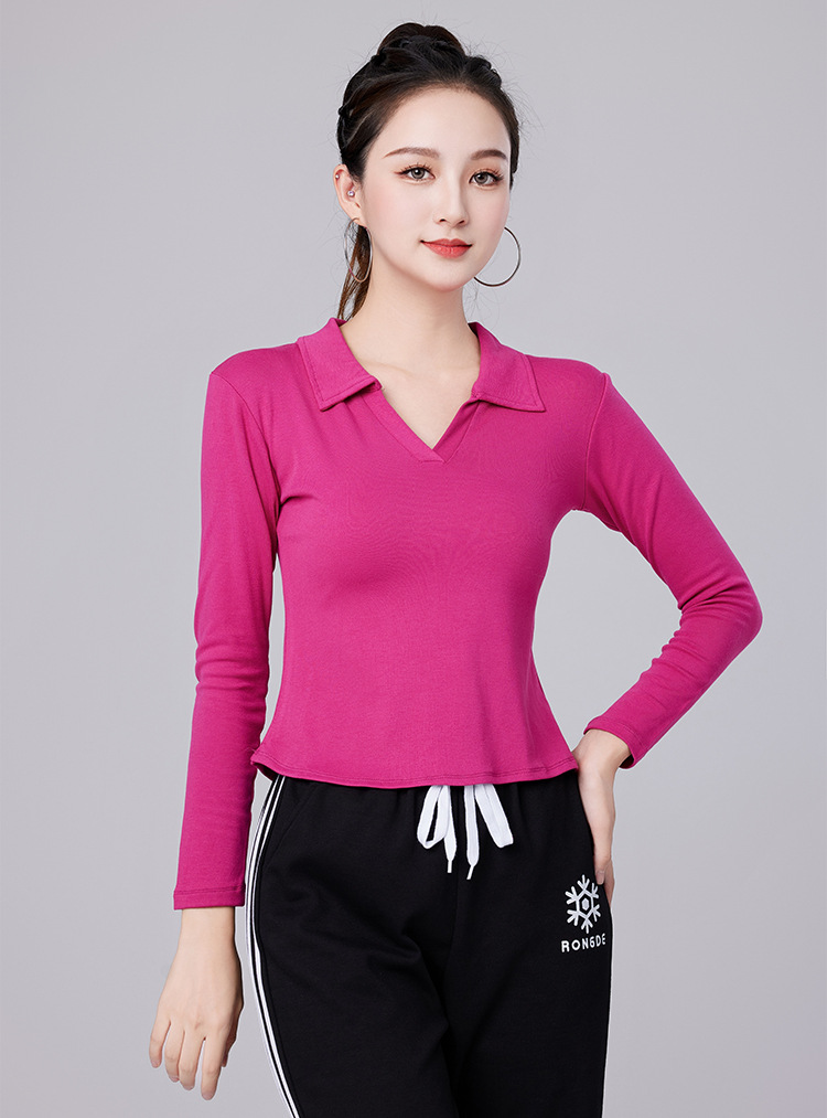 V-neck ladies long-sleeved T-shirt H25-202312