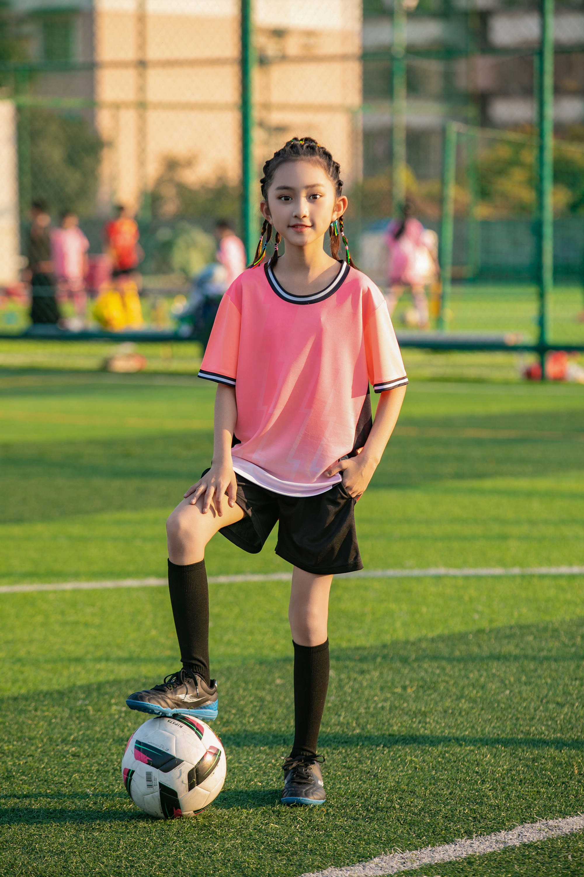 Gradient stripe collar football training suit for children GR4-D8863