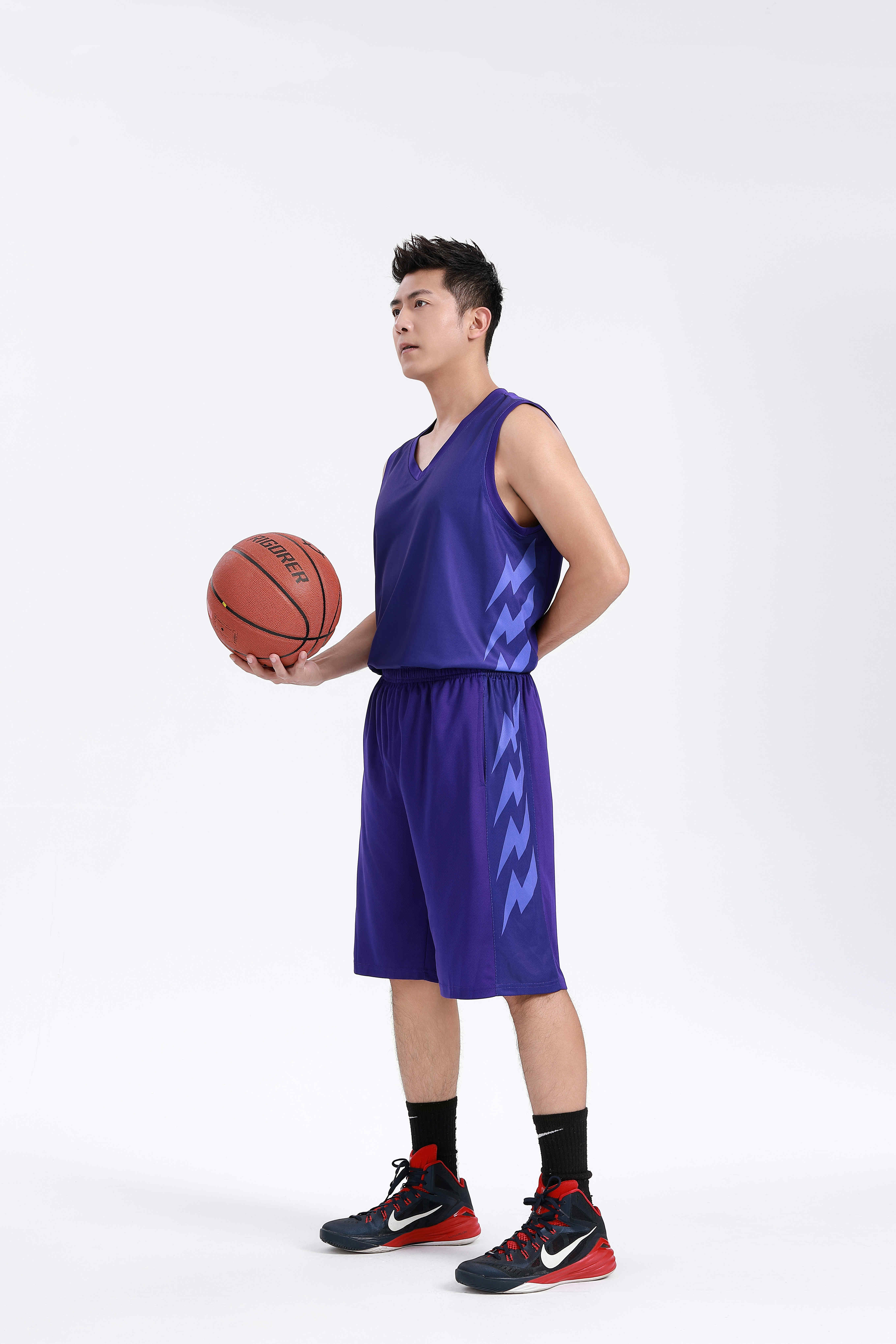 Solid color printed quick-drying sports basketball suit GY6-8452