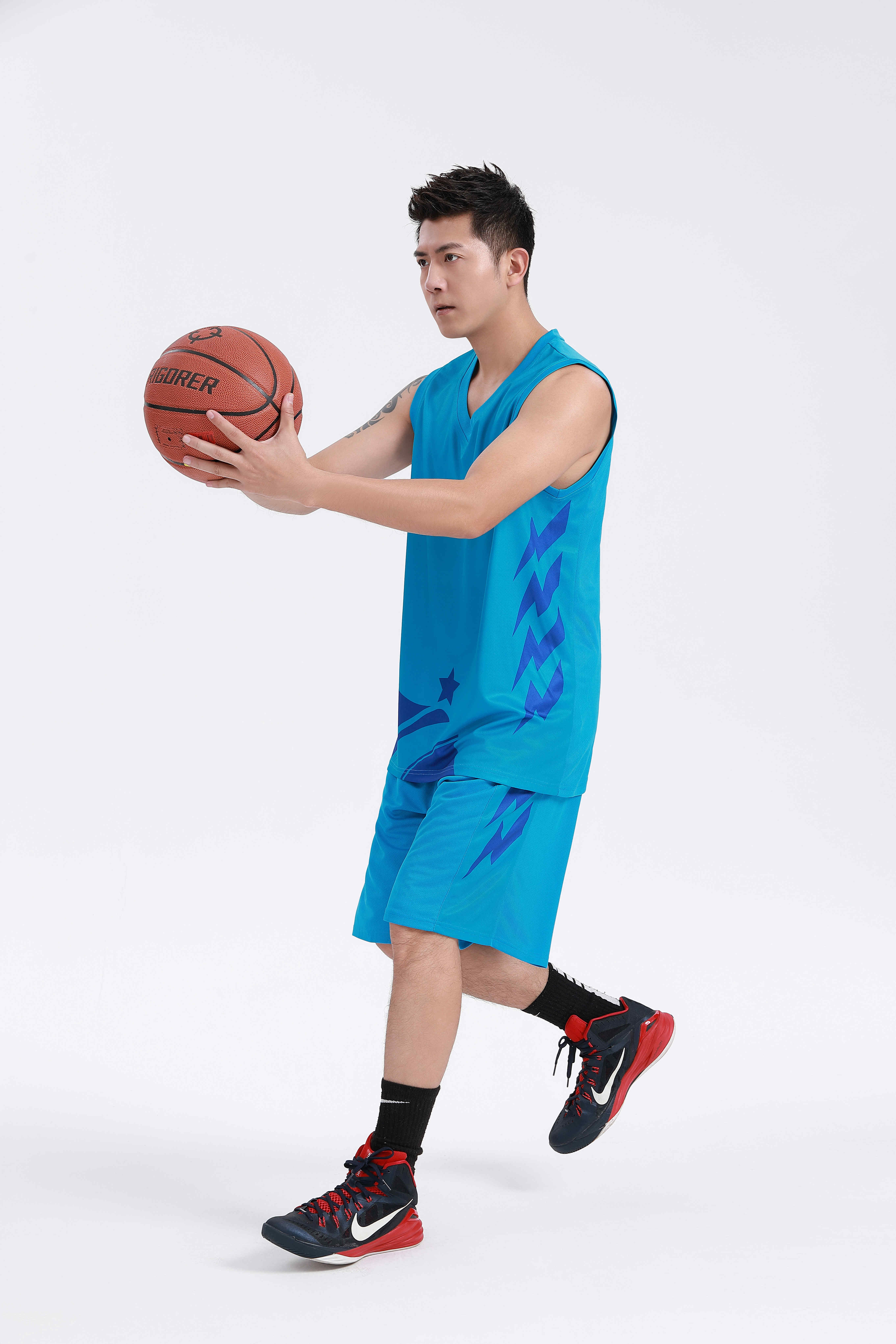 Solid color printed quick-drying sports basketball suit GY6-8452