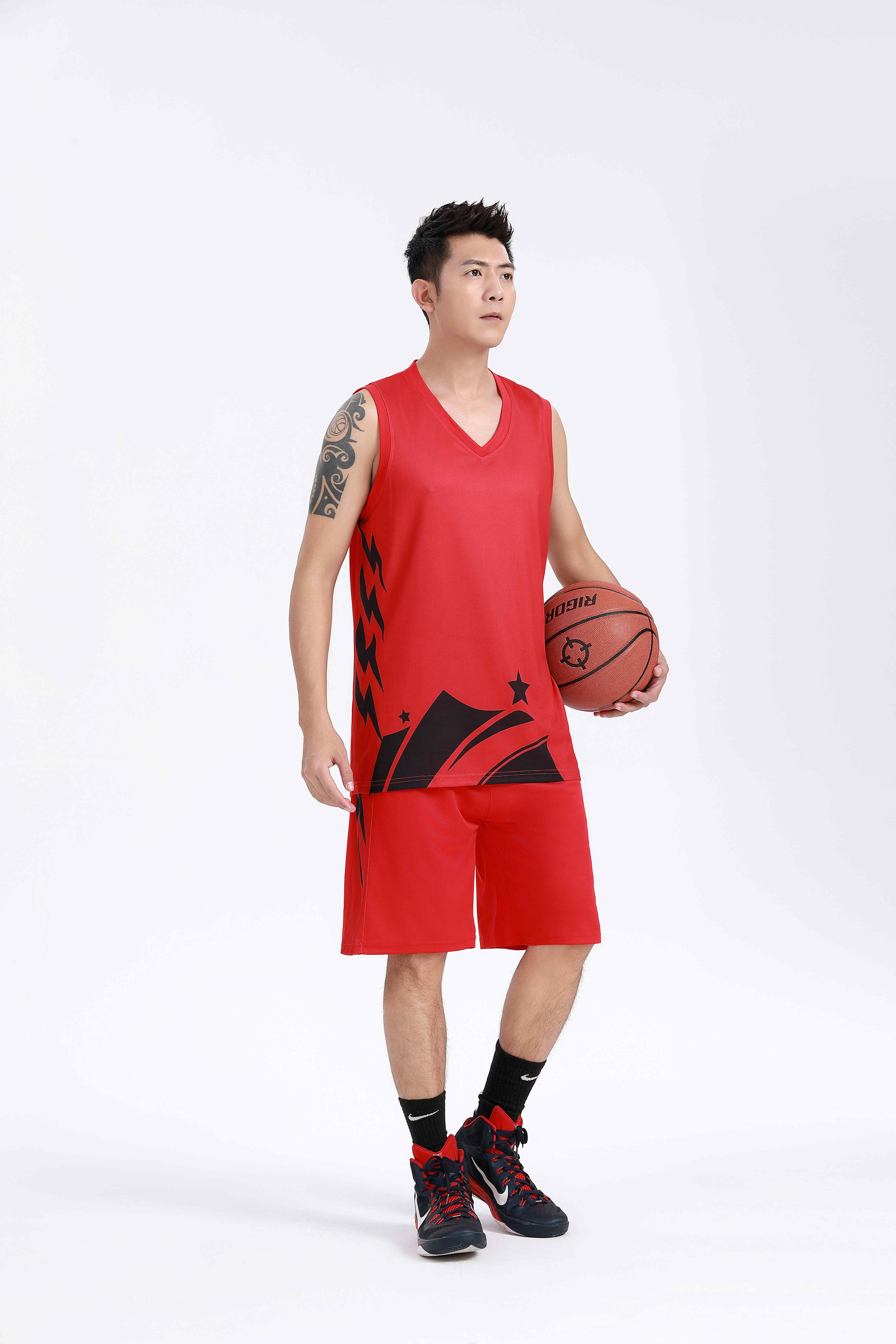 Solid color printed quick-drying sports basketball suit GY6-8452