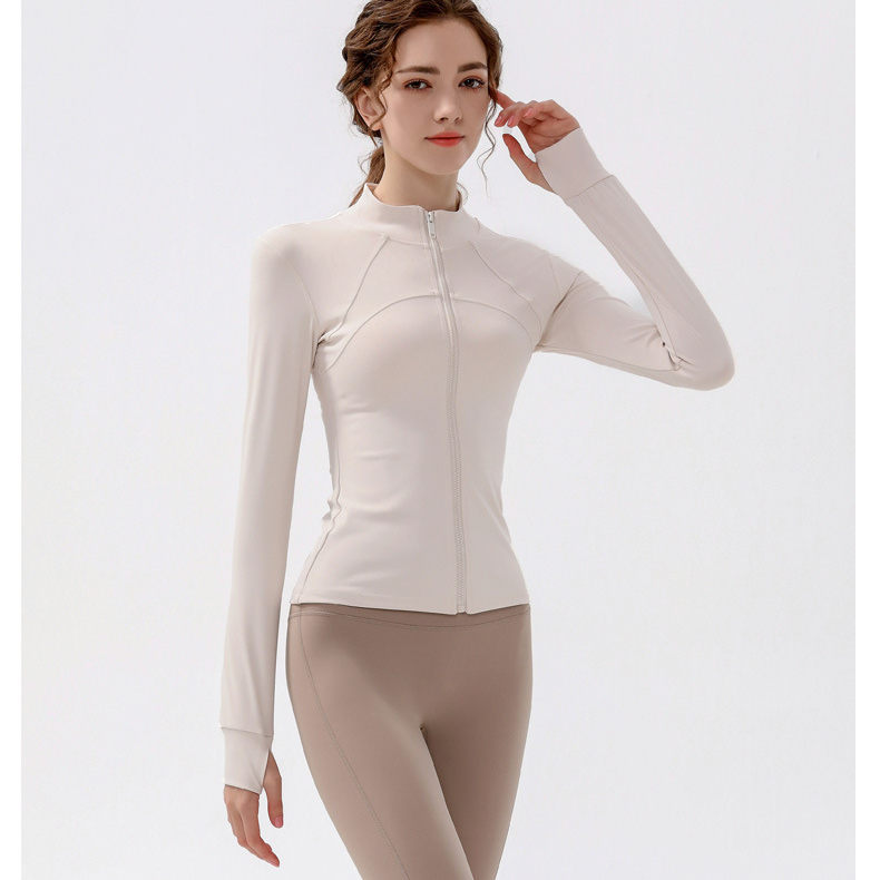 Stand collar zipper jacket sports long sleeve yoga wear W18-CX-901