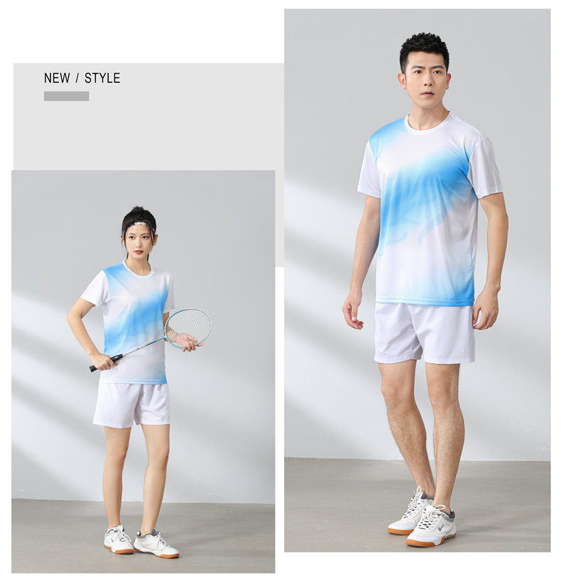 Small square contrast color round neck quick-drying sports badminton suit 120-304