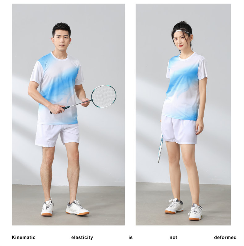 Small square contrast color round neck quick-drying sports badminton suit 120-304