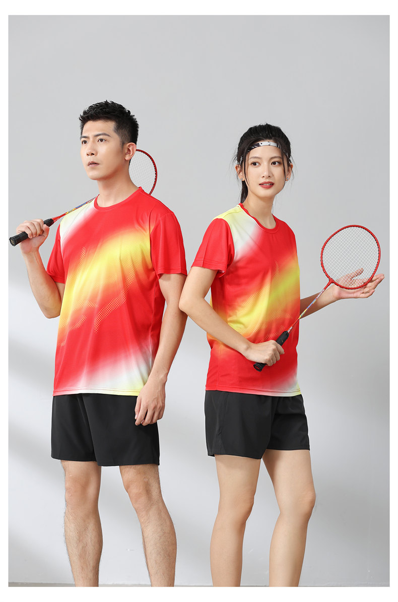 Small square contrast color round neck quick-drying sports badminton suit 120-304