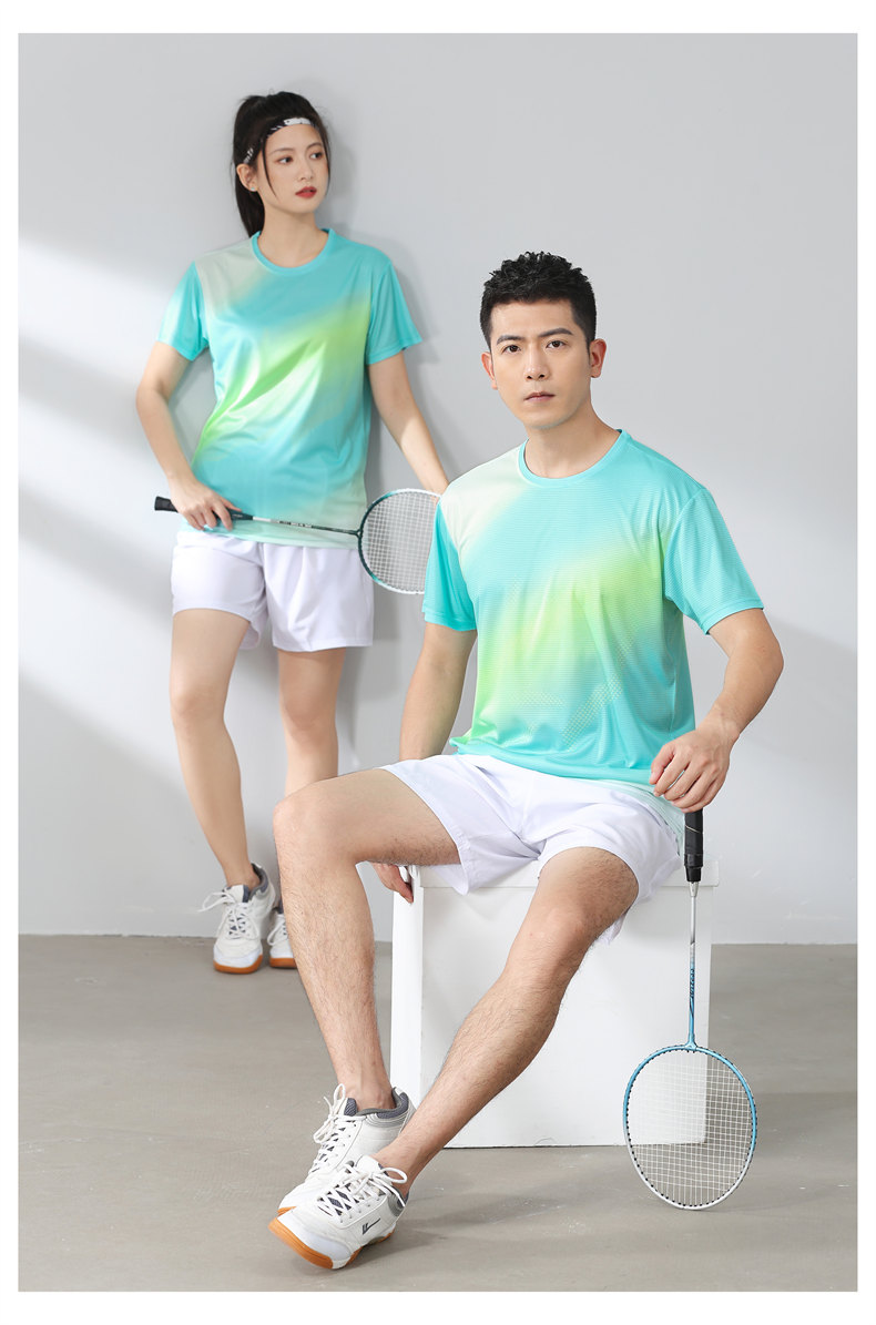 Small square contrast color round neck quick-drying sports badminton suit 120-304