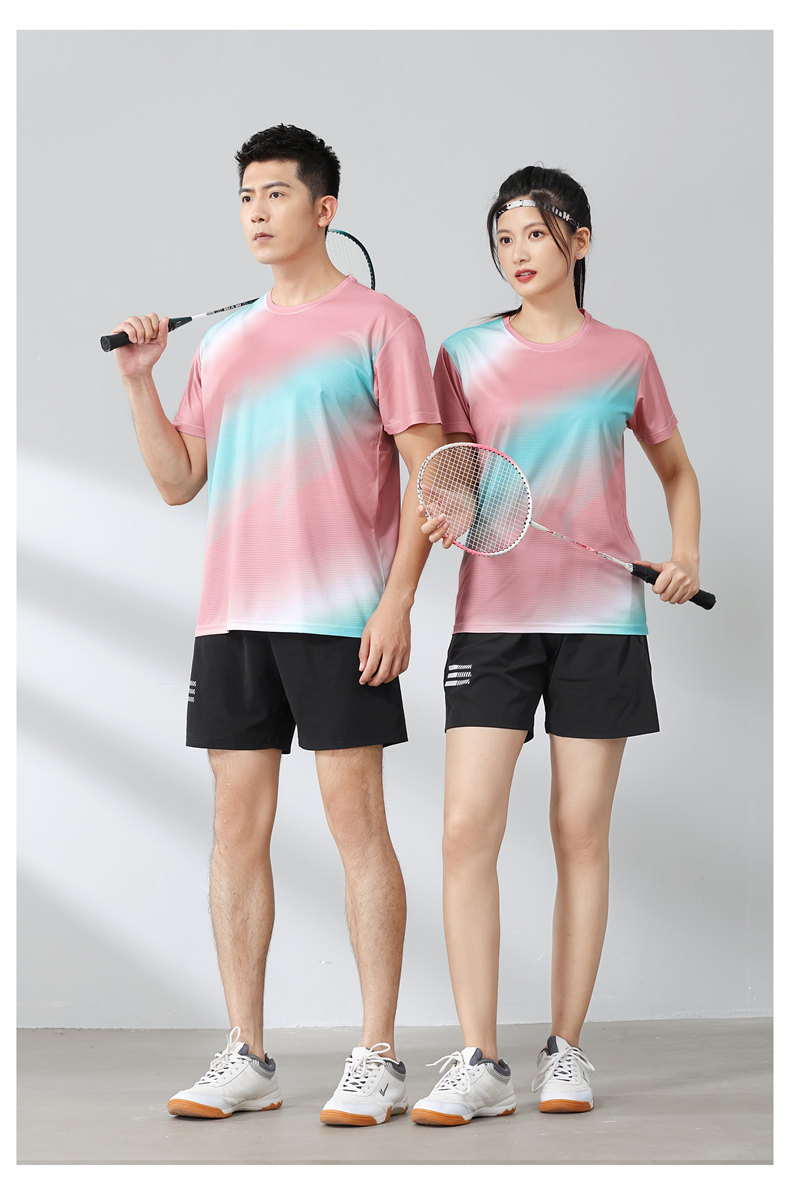 Small square contrast color round neck quick-drying sports badminton suit 120-304