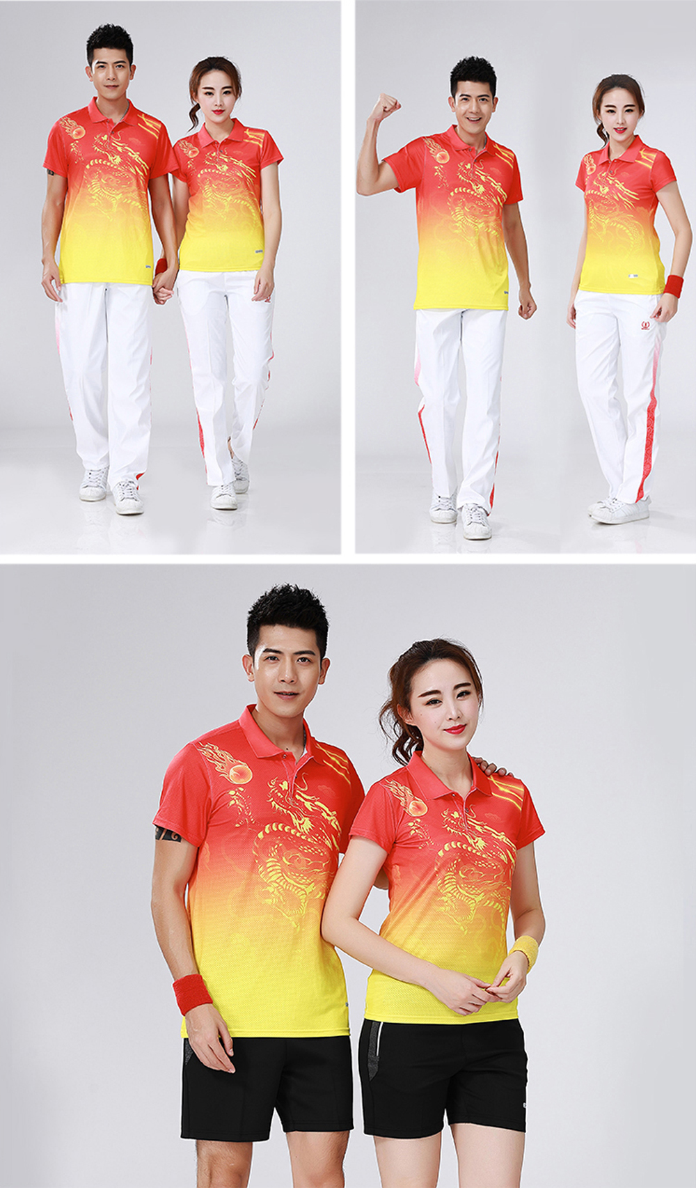 Casual sports badminton clothing lapel tops for men and women 110-1655