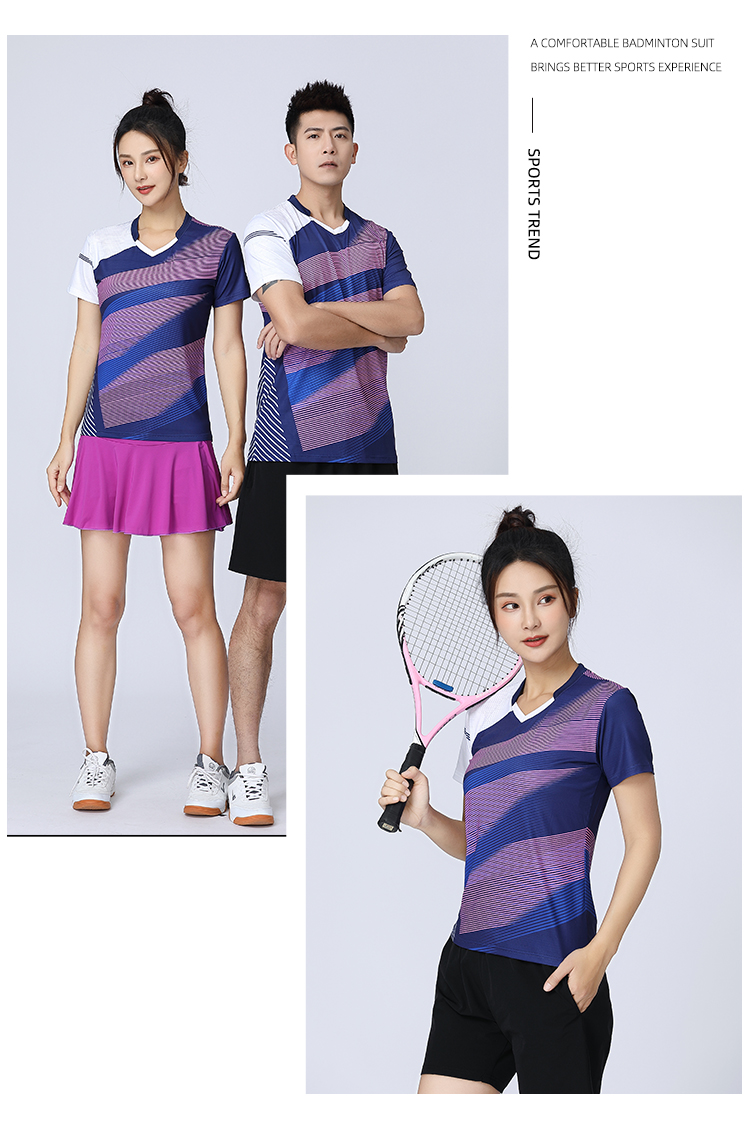 Parent-child style contrast color stitching collar short-sleeved badminton suit 120-1839 men top