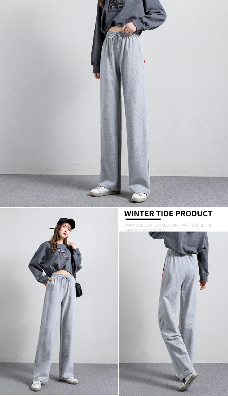 Straight wide-leg pants spring and autumn sports casual trousers for women G32-0701