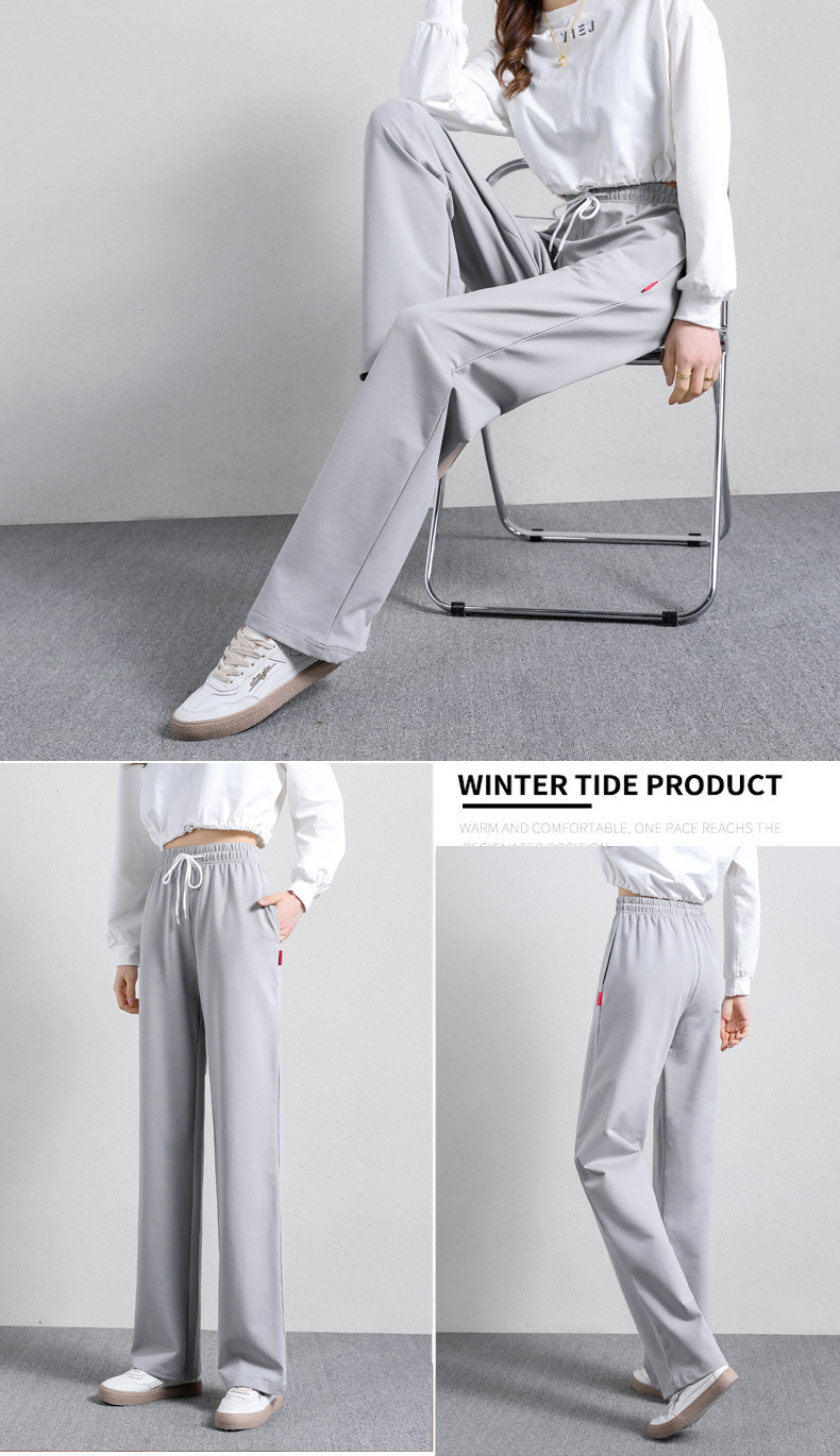 Straight wide-leg pants spring and autumn sports casual trousers for women G32-0701