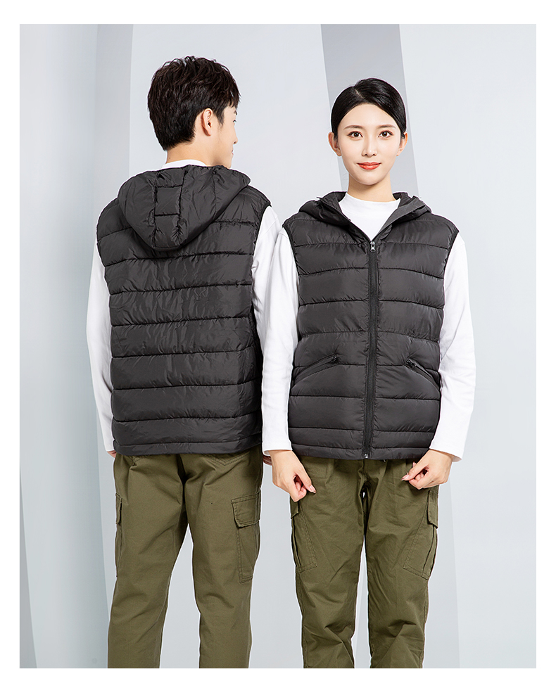 Hot melt cotton warm short down vest H28-2208 with hood